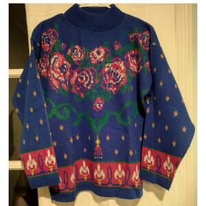 Vintage Gitano Rose Floral Sweater Romantic Whimsigoth 80s 90s Medium